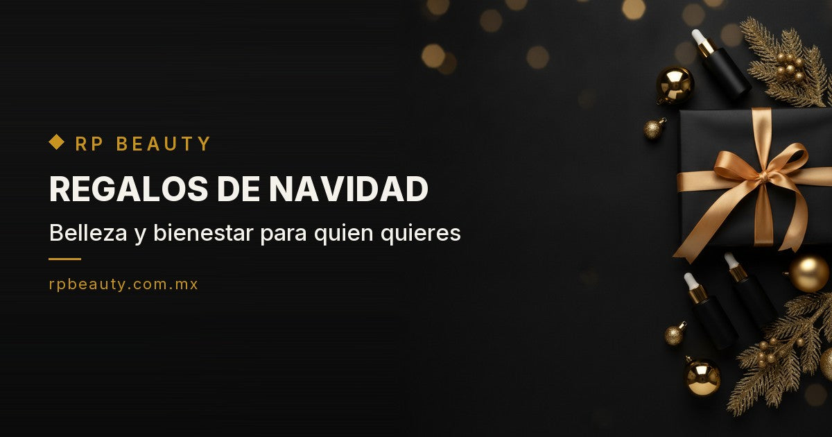 Regalos de belleza y bienestar para Navidad en RP BEAUTY, caja de regalo negra con moño dorado