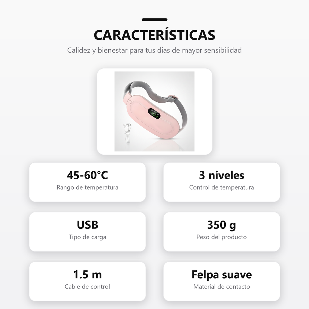 Almohadilla termica banda para colicos - caracteristicas