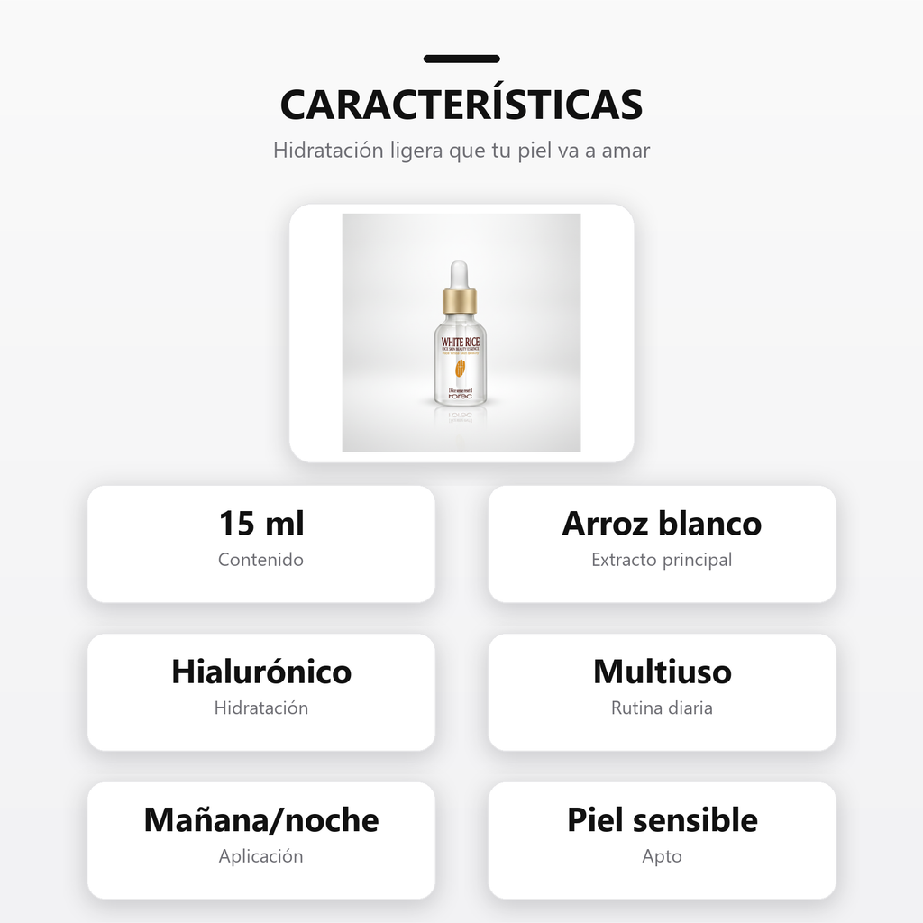 Serum de Arroz Blanco caracteristicas