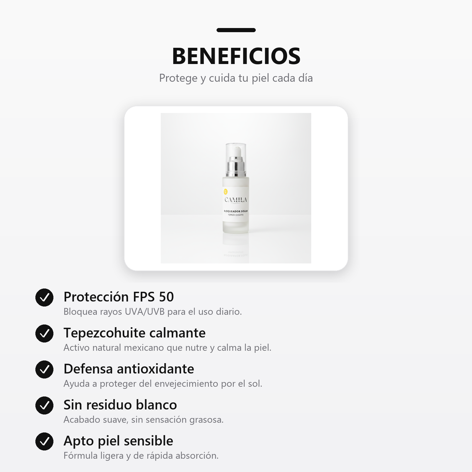 Bloqueador Tepezcohuite FPS 50 beneficios