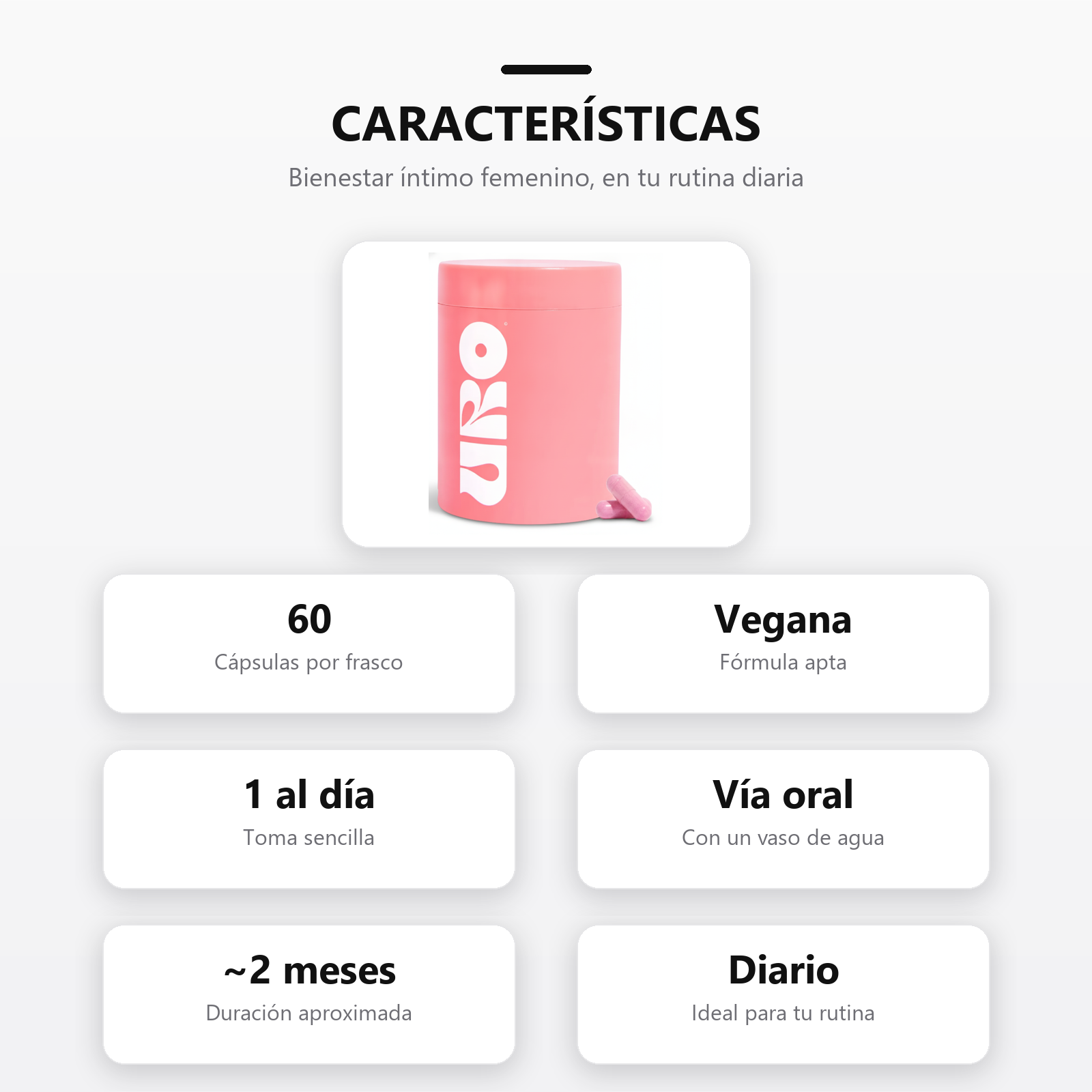 Caracteristicas probioticos URO 60 capsulas veganas uso diario